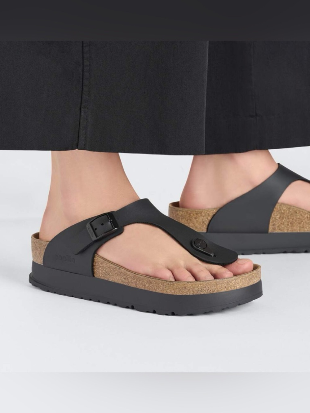 Birkenstock black Gizeh Birks-Flor Patform thong sandle